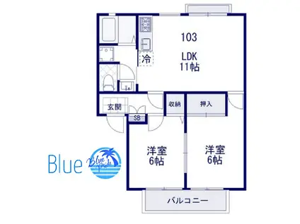 ニューハビテーション(2LDK/1階)の間取り写真