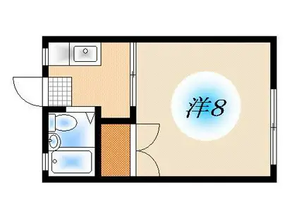 大下ハイツA棟(1K/2階)の間取り写真