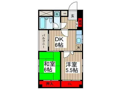 第6芙蓉ハイツ(2DK/1階)の間取り写真