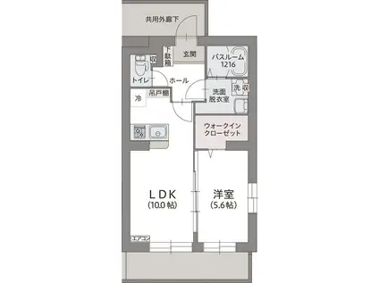 ポンデュガール(1LDK/1階)の間取り写真