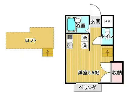 ハイツプランタン(ワンルーム/2階)の間取り写真