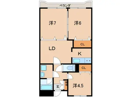 大河原ビル(3LDK/6階)の間取り写真