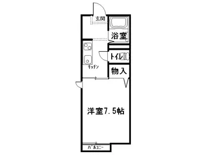 コンフォートディアス朝日町H(1K/1階)の間取り写真