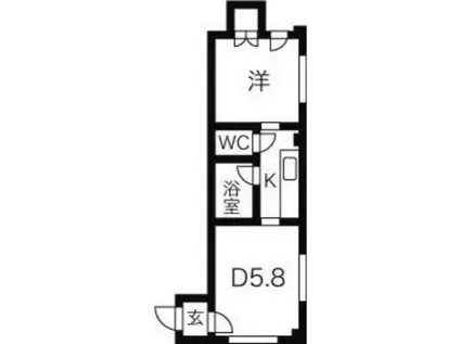 スカイハイツ(1DK/3階)の間取り写真