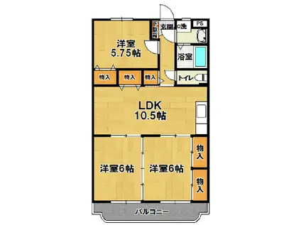 春日カネエーズ(3LDK/4階)の間取り写真
