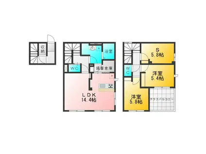 CLAIRE MUSASHI(2SLDK/2階)の間取り写真