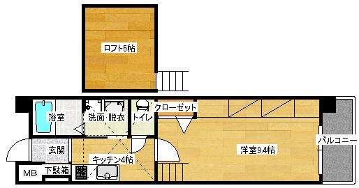 平勝ビル16(1K/2階)の間取り写真