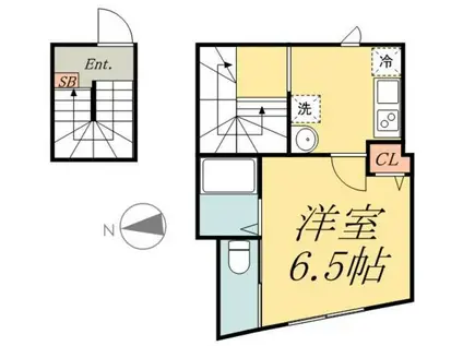 メゾンドール(1K/2階)の間取り写真