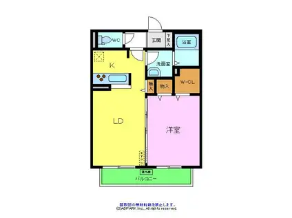 パークヒルズ陵南(1LDK/1階)の間取り写真