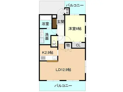 エルプロッサ(1LDK/3階)の間取り写真