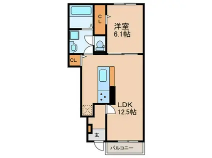 ベル・リュエル(1LDK/1階)の間取り写真