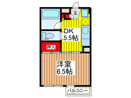 ルミエール(1DK/2階)の間取り写真