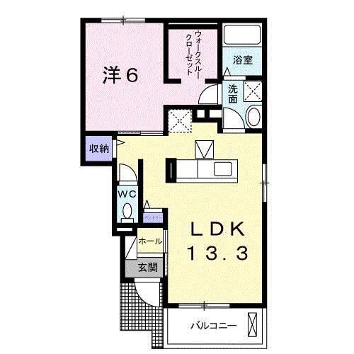 レ アクアルーチェ(1LDK/1階)の間取り写真