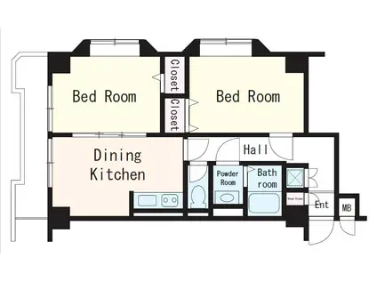 日本橋ニューシティダイアモンドパレスA棟(2DK/2階)の間取り写真