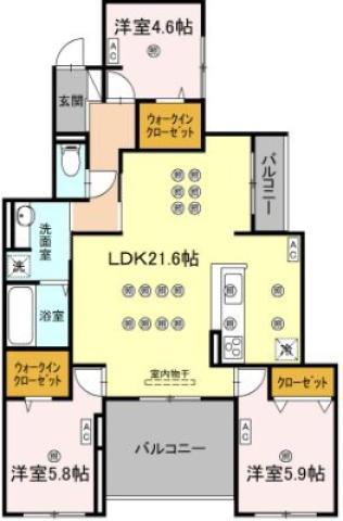エグレットテラスII(3LDK/2階)の間取り写真