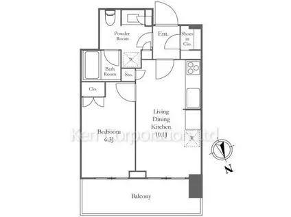 ブランズ渋谷桜丘(1LDK/19階)の間取り写真