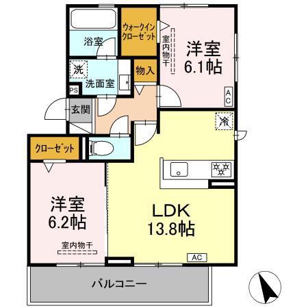 スターブル幸加II(2LDK/2階)の間取り写真
