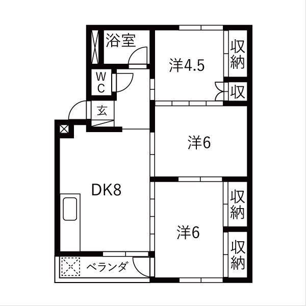 朝霧ビル(3DK/3階)の間取り写真