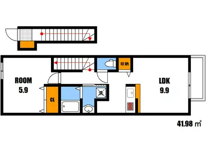 セトル梅林II(1LDK/2階)の間取り写真
