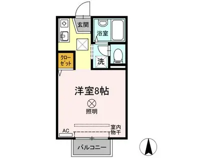 レジデンス高柳B棟(ワンルーム/2階)の間取り写真