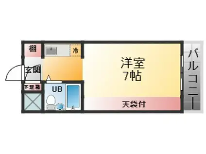 サンハイツ白鳩P-2(ワンルーム/1階)の間取り写真