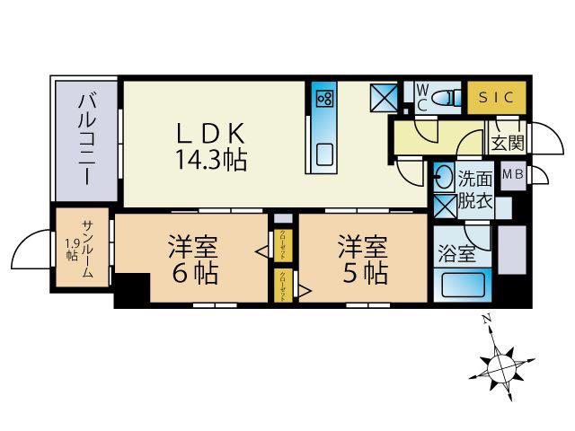 ODAKI BLDG OTEMON(2SLDK/8階)の間取り写真