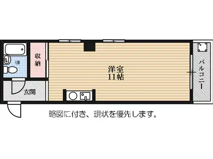 マンションV2(ワンルーム/3階)の間取り写真