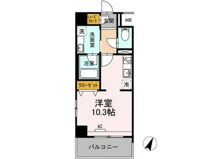 黄金森ガーデンII(ワンルーム/2階)の間取り写真