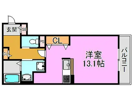 クリエオーレ西堤(ワンルーム/1階)の間取り写真