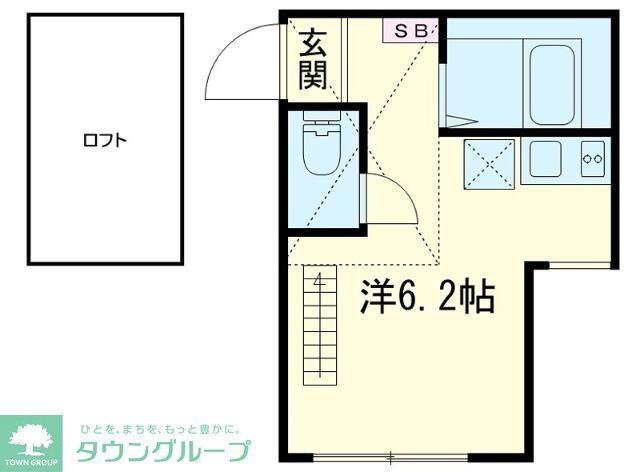 タウン妙蓮寺(ワンルーム/2階)の間取り写真