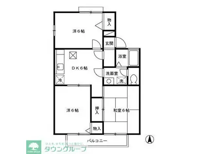 セジュールグランデIV(3DK/2階)の間取り写真