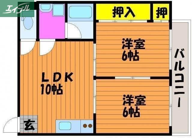 にっせんれん21(2LDK/6階)の間取り写真