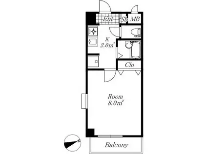 ホウエイアーム(1K/4階)の間取り写真