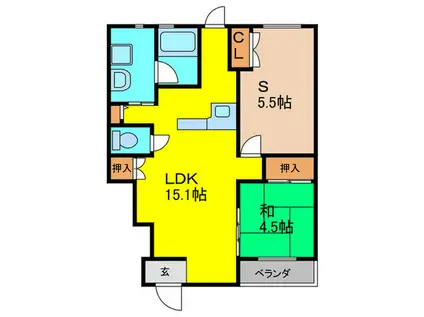 四季の彩II(1SLDK/1階)の間取り写真