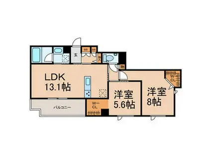 グランディ ヴィラ オオタカノモリ 2(2LDK/1階)の間取り写真