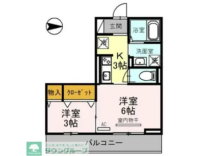 ノーブル大成(2K/2階)の間取り写真