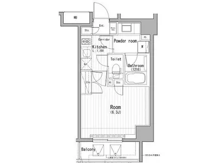 シーフォルム東麻布(1K/9階)の間取り写真