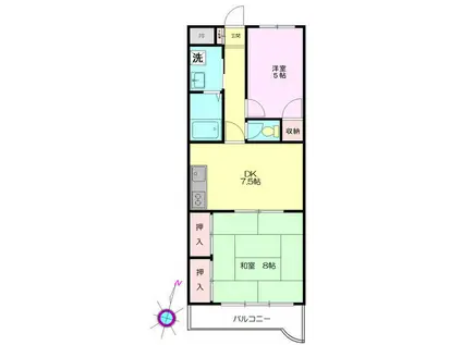 エーブリッジ第二(2DK/2階)の間取り写真