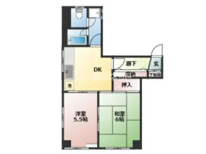 八千代TKビルII(2DK/5階)の間取り写真