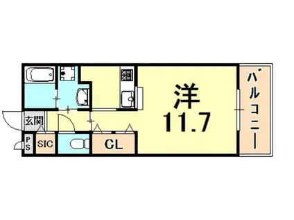 ルカ・イエームⅣ(1K/2階)の間取り写真
