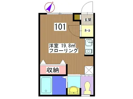 ファミーユ春日(ワンルーム/1階)の間取り写真