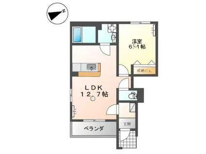 クレール(1LDK/1階)の間取り写真