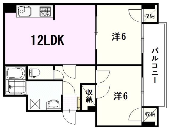 本町マンション(2LDK/1階)の間取り写真