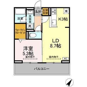 セレーナ東静岡(1LDK/2階)の間取り写真