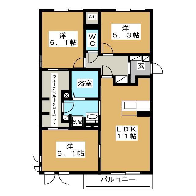 フロレスタセントラルパーク(3LDK/3階)の間取り写真