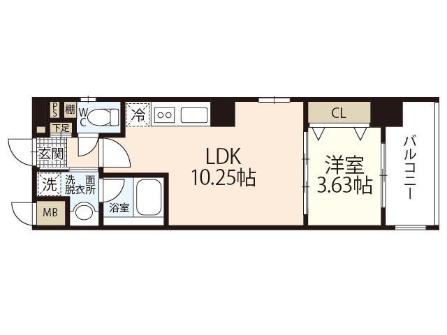 ラ・マンサーナ段原南(1LDK/7階)の間取り写真