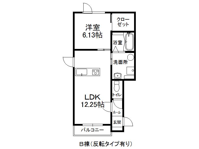 TOWNリバーサイドC・D(1LDK/2階)の間取り写真