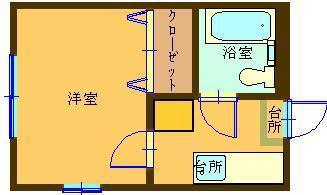 セルリアンローズ(1K/1階)の間取り写真