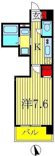 柏808タワー(1K/4階)の間取り写真