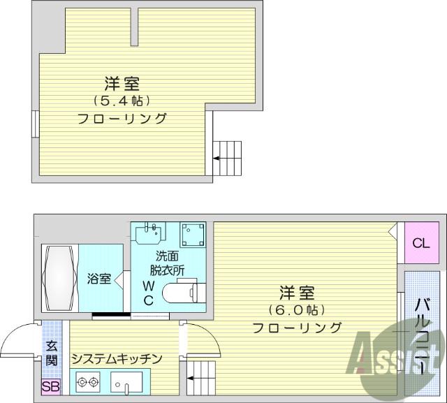 REVEUR大野田(1K/1階)の間取り写真